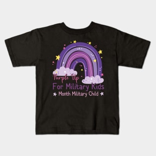 Funny Month Of The Military Child 2022 Rainbow Design Kids T-Shirt